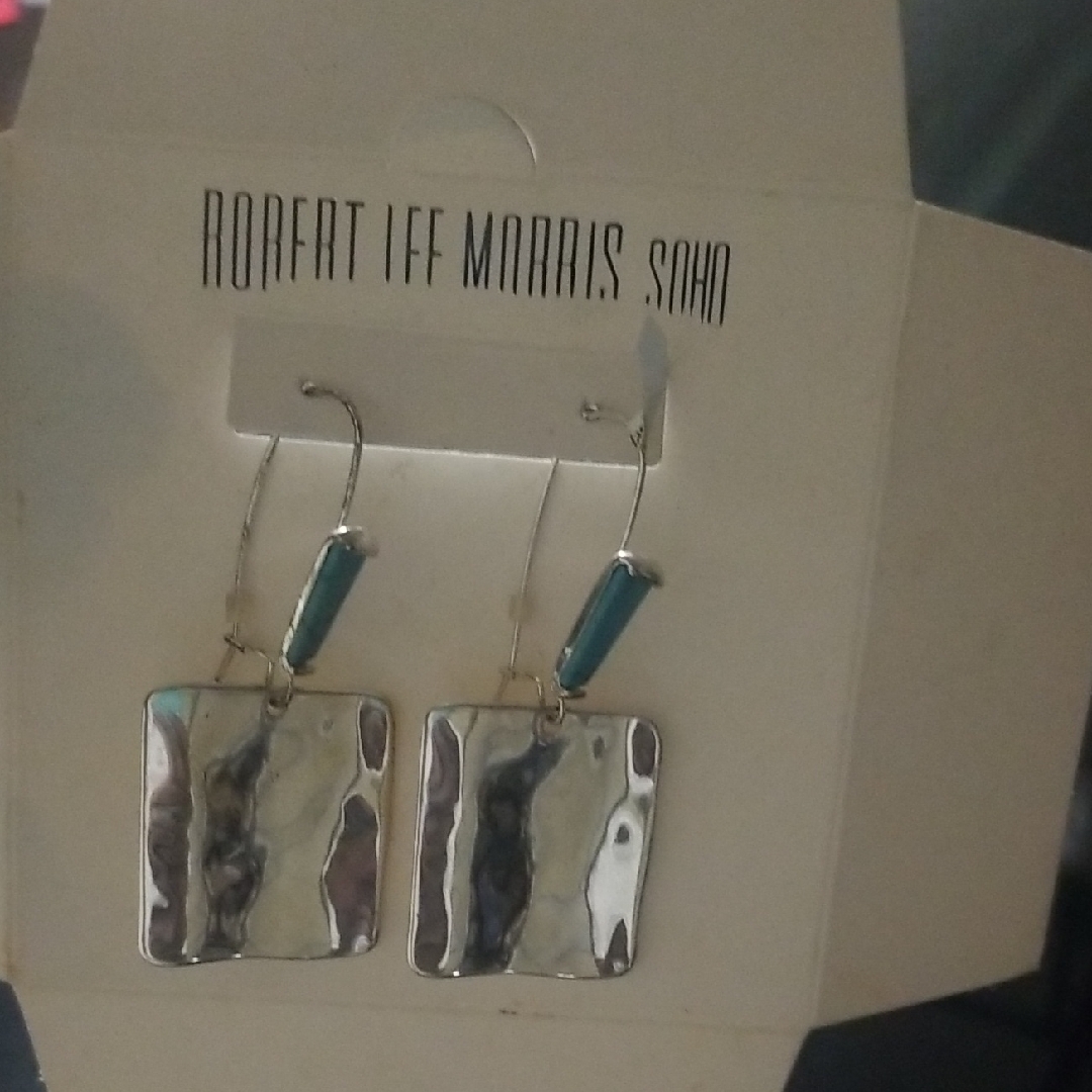 Robert Lee Morris Silver And Blue Textured Drop Earrings
